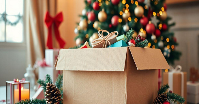 Caixa de papelão para cesta de natal